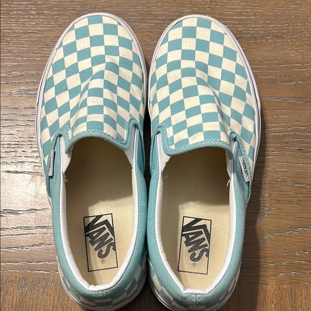 Vans Blue and White Classic Slip-On Sneakers - Picture 5 of 6